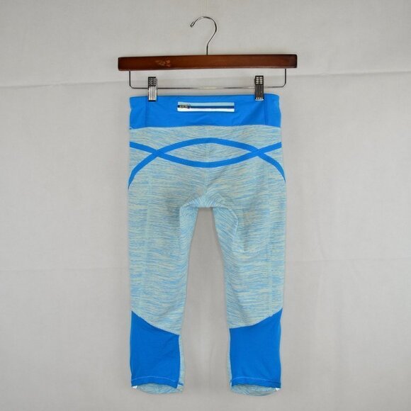 lululemon Run: Pace Crop Size 2 in Wee Are From Space Aquamarine - Picture 3 of 4
